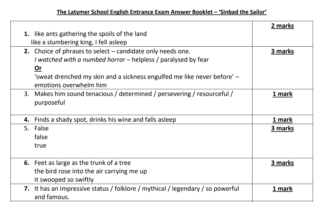 拉蒂默中学The Latymer School year7英语入学考试