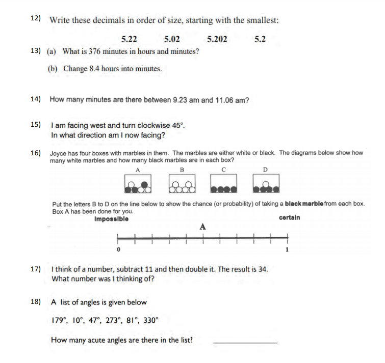 昆斯伍德学校Queenswood School year7数学入学考试题库